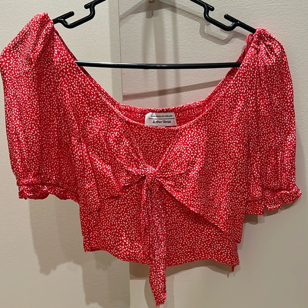Red floral top